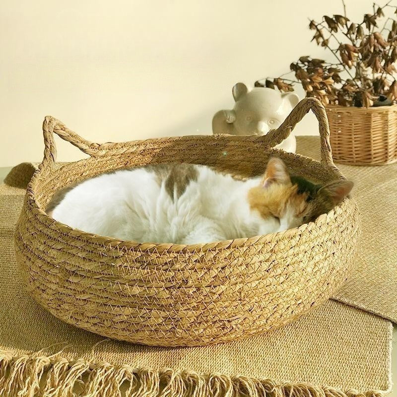 Washable Cotton and Hemp Cat Supplies Woven Bed