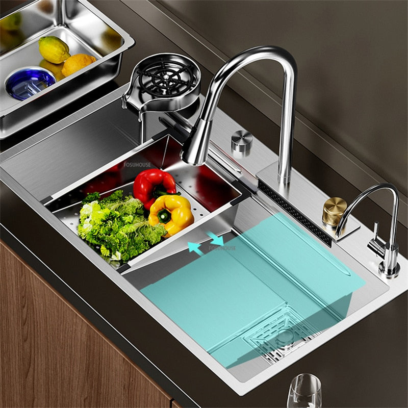 Single Slot Vegetable Washing Basin with Cup Washer