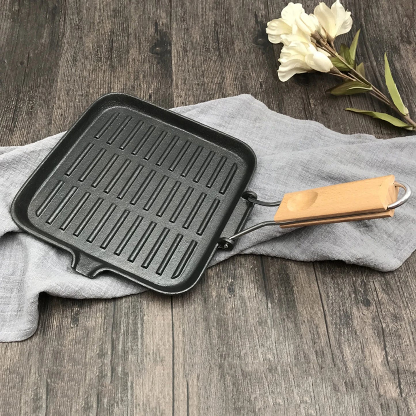 Cast Iron Steak Camping Griddle Frying Pan