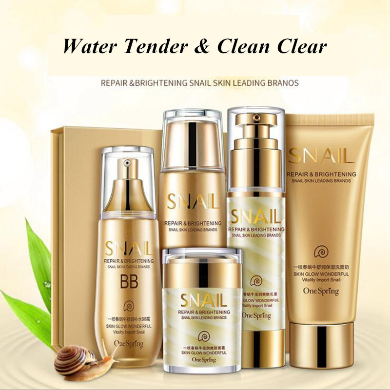 Brand SNAIL Face Care Skin Liquid Fundation  Makeup Set