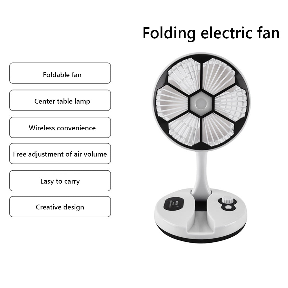 USB Electric Fan 5V 2W Folding Desk Lamp Fan Retractable Type-C Charging Low Noise