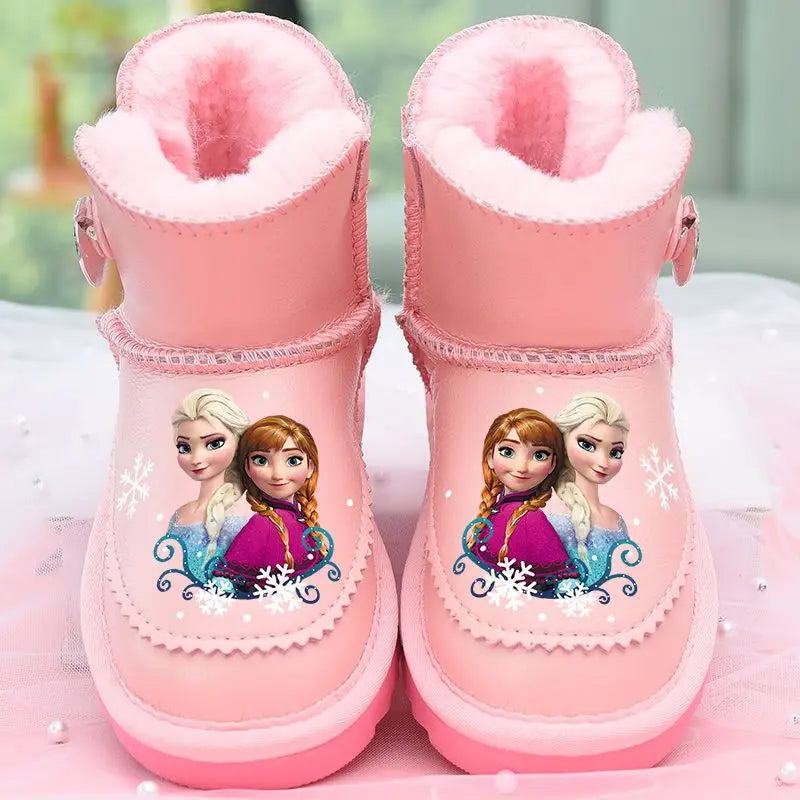 Genuine Leather Waterproof Disney Girls' Snow Boots