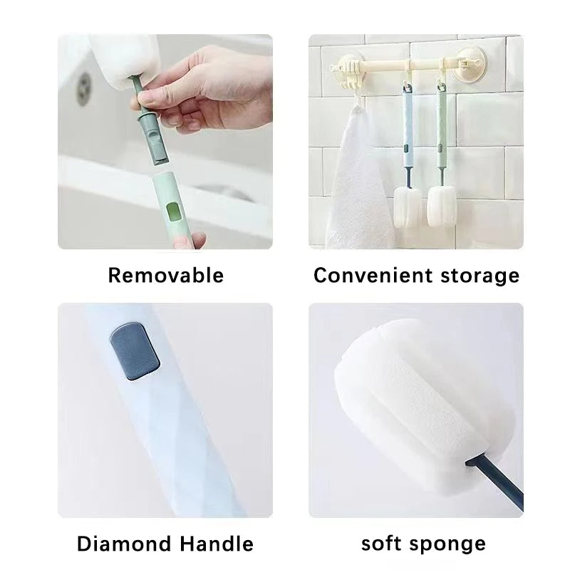 Removable Soft Sponge Cup Cleaning Long Handle Brush