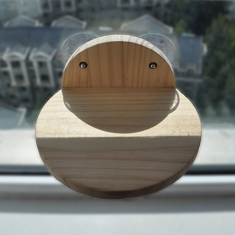 Sunshine Suction Cup Window Solid Wood Round Cat Jumping Bed