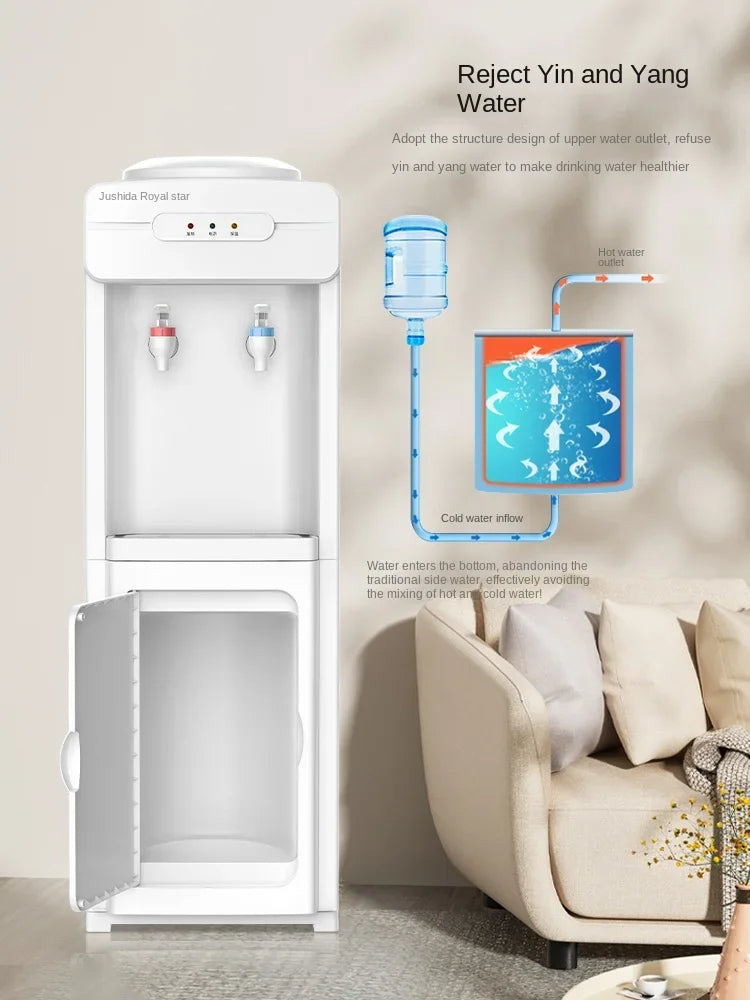 Vertical hot and cold water dispenser