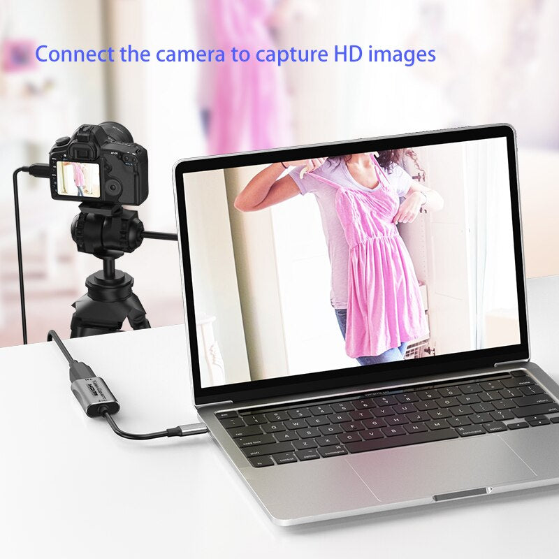 Video Capture Card USB 3.0 to HDMI-compatible USB C Camera Recording Streaming Grabber Recorder