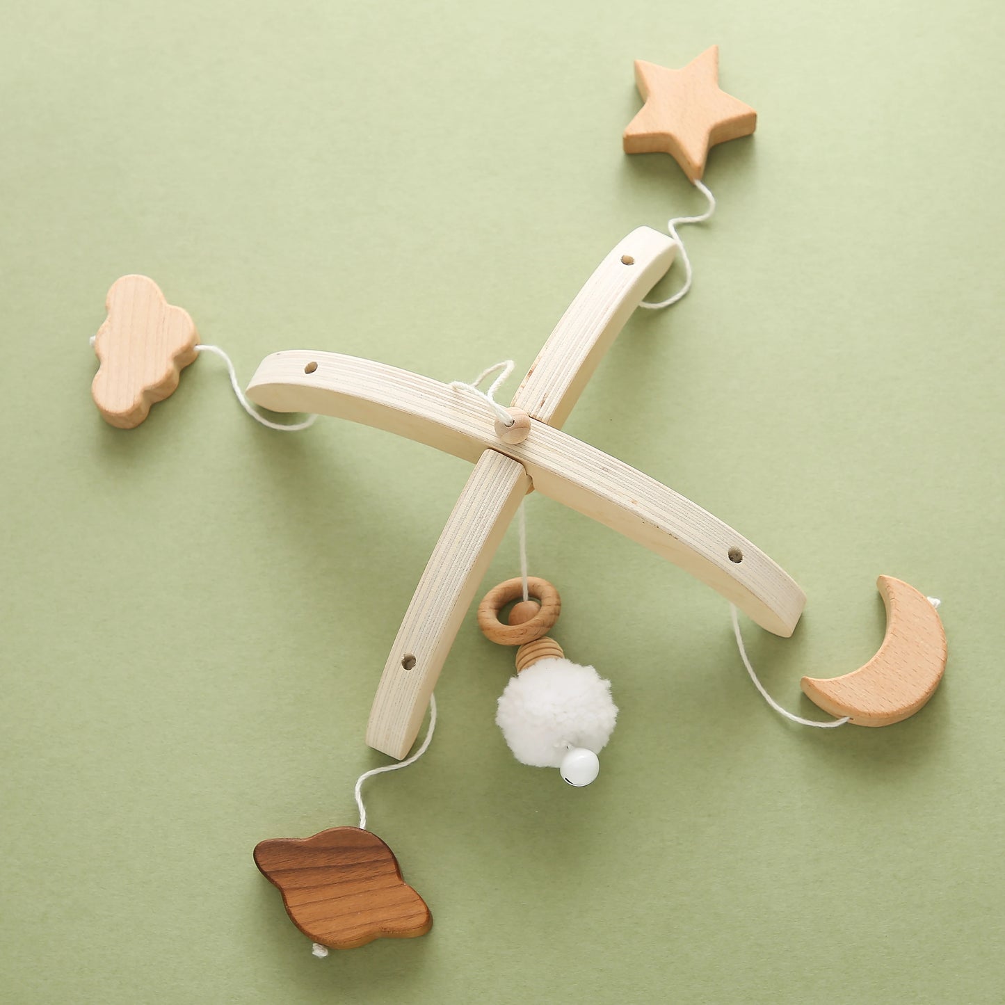 Mini Wooden Star Moon Mobile Rattle Toy