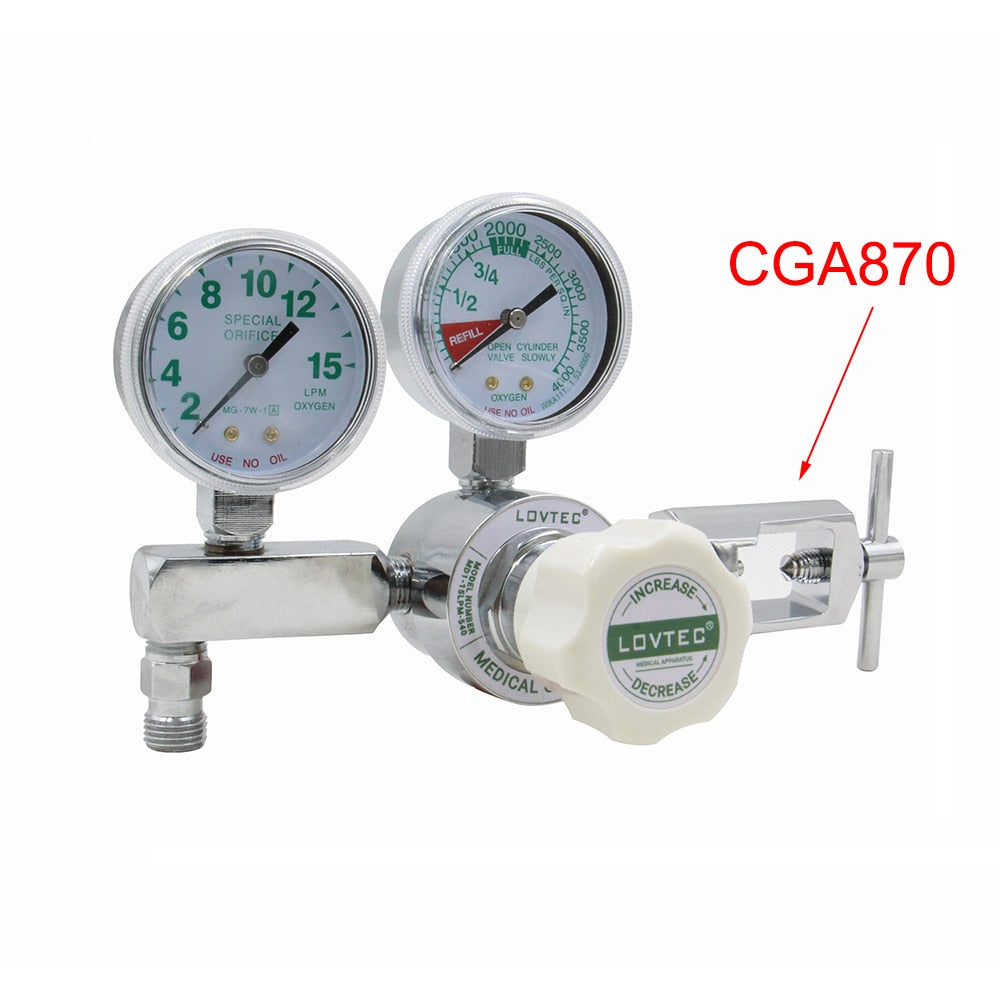 High Pressure Medical Oxygen Regulator CGA540 With Double Gauge Flow Meter