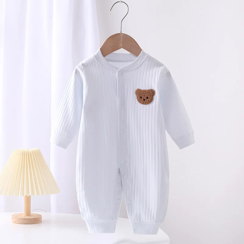 2024 Autumn Baby Romper Solid Color Bear Jumpsuit