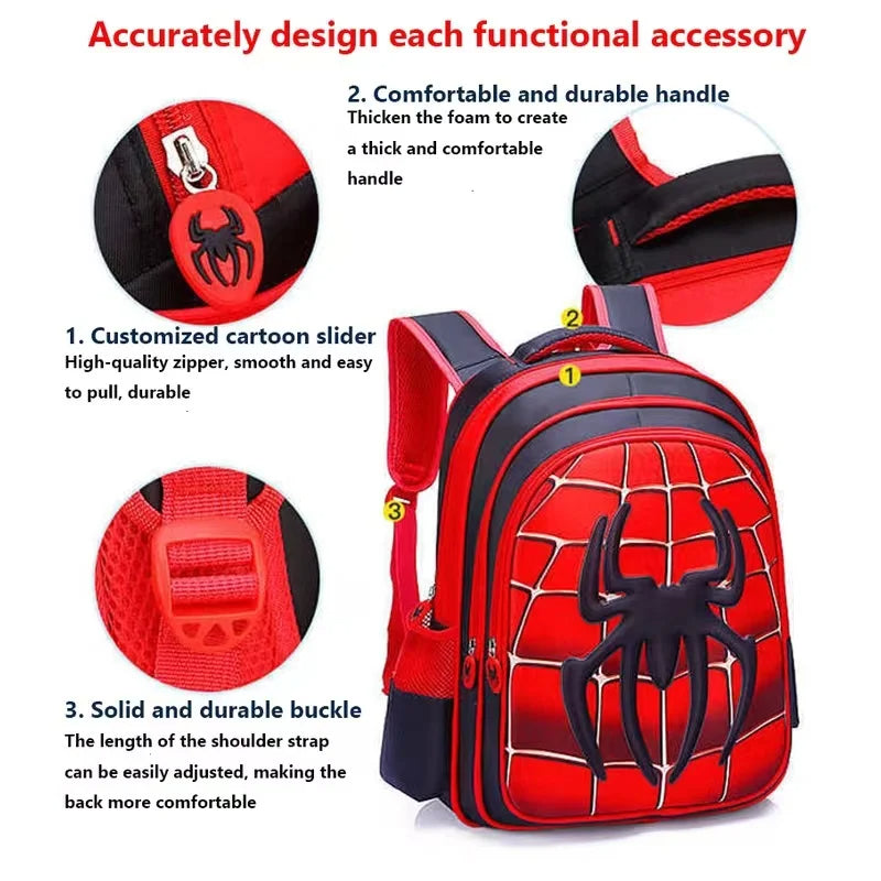 SpideySidekick 3D Cartoon Spider Schoolbag Set: Adorable Backpack Set for Boys