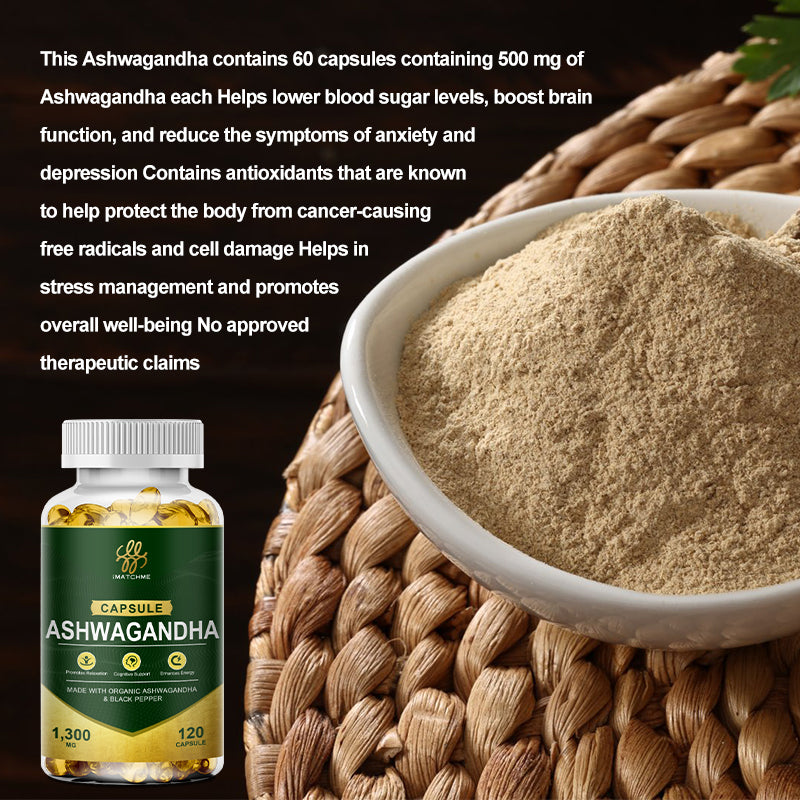 Organic Ashwagandha Capsules Brain Health & Antioxidant Loss Fat