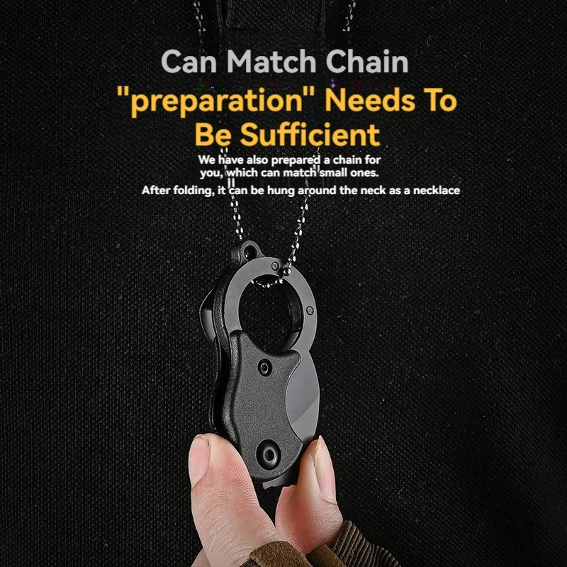 NEW Mini Keychain Pocket Fixed Blade Multi EDC Tool with Chain