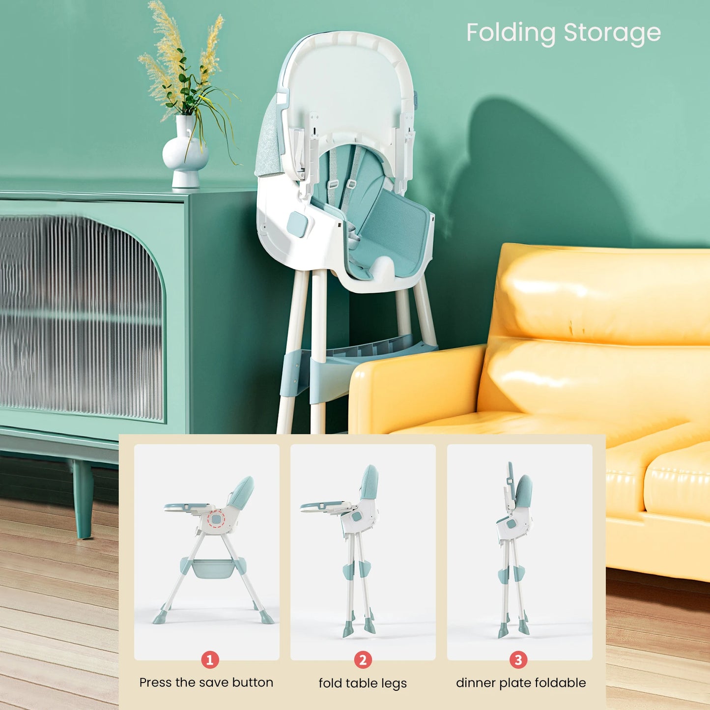 Infant Shining Kids Feeding Multi-function Height-adjust Highchair