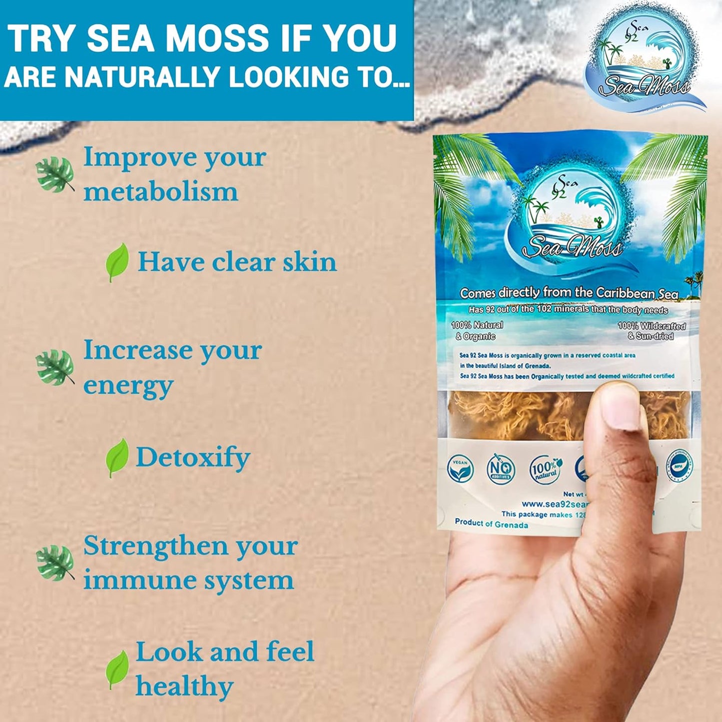 128oz Irish Moss Sea Moss Gel Made with 100% Organic Sea Moss