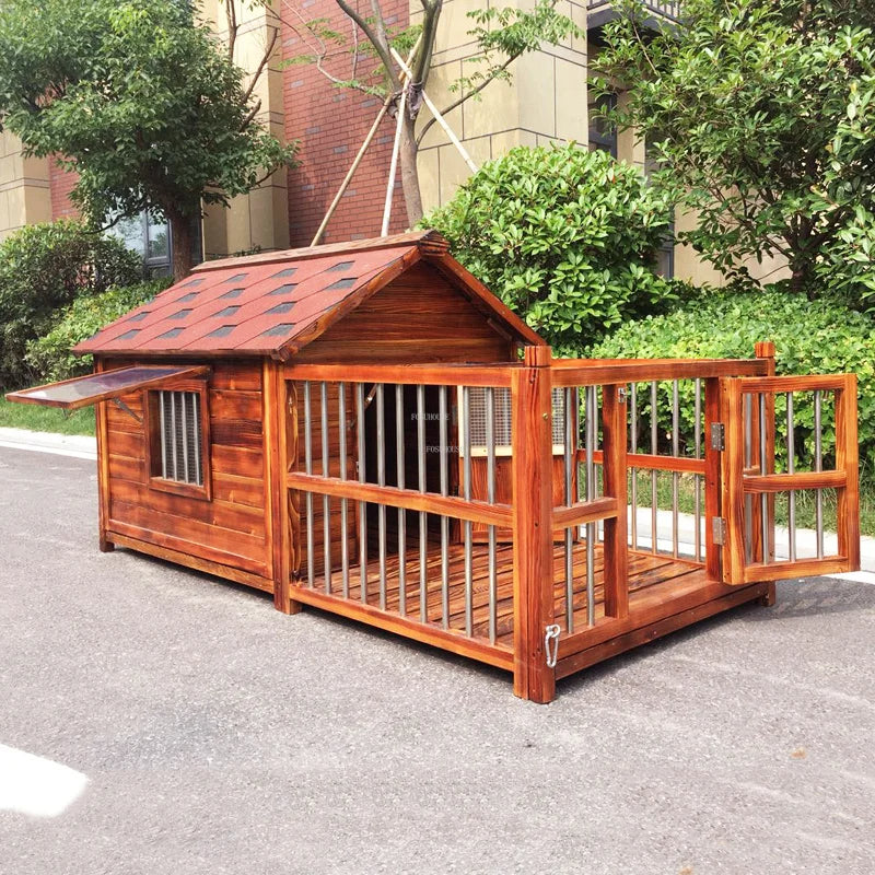 Outdoor Waterproof Solid Wood Kennels Pet Villa House