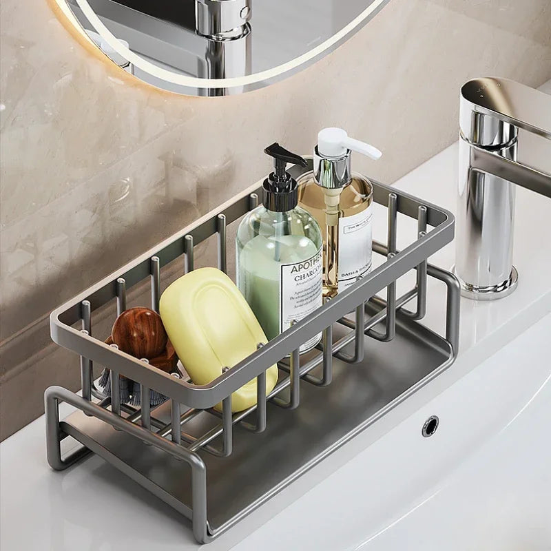 Adjustable Shelf Sponge Soap Drain Basket