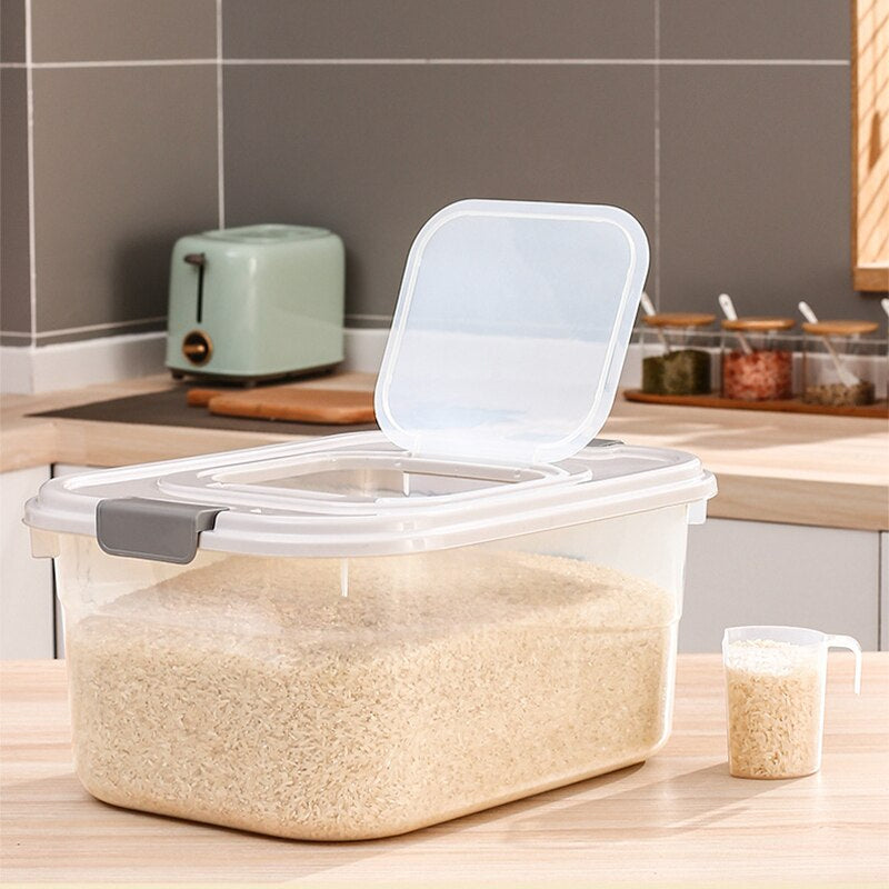 Plastic Rice Bucket Bulk Cereals Jars Grains Storage Box Case