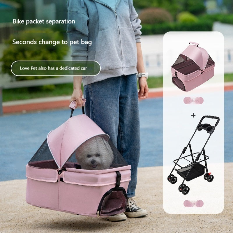 Pet Cat And Dog Cart Portable Foldable Trolley