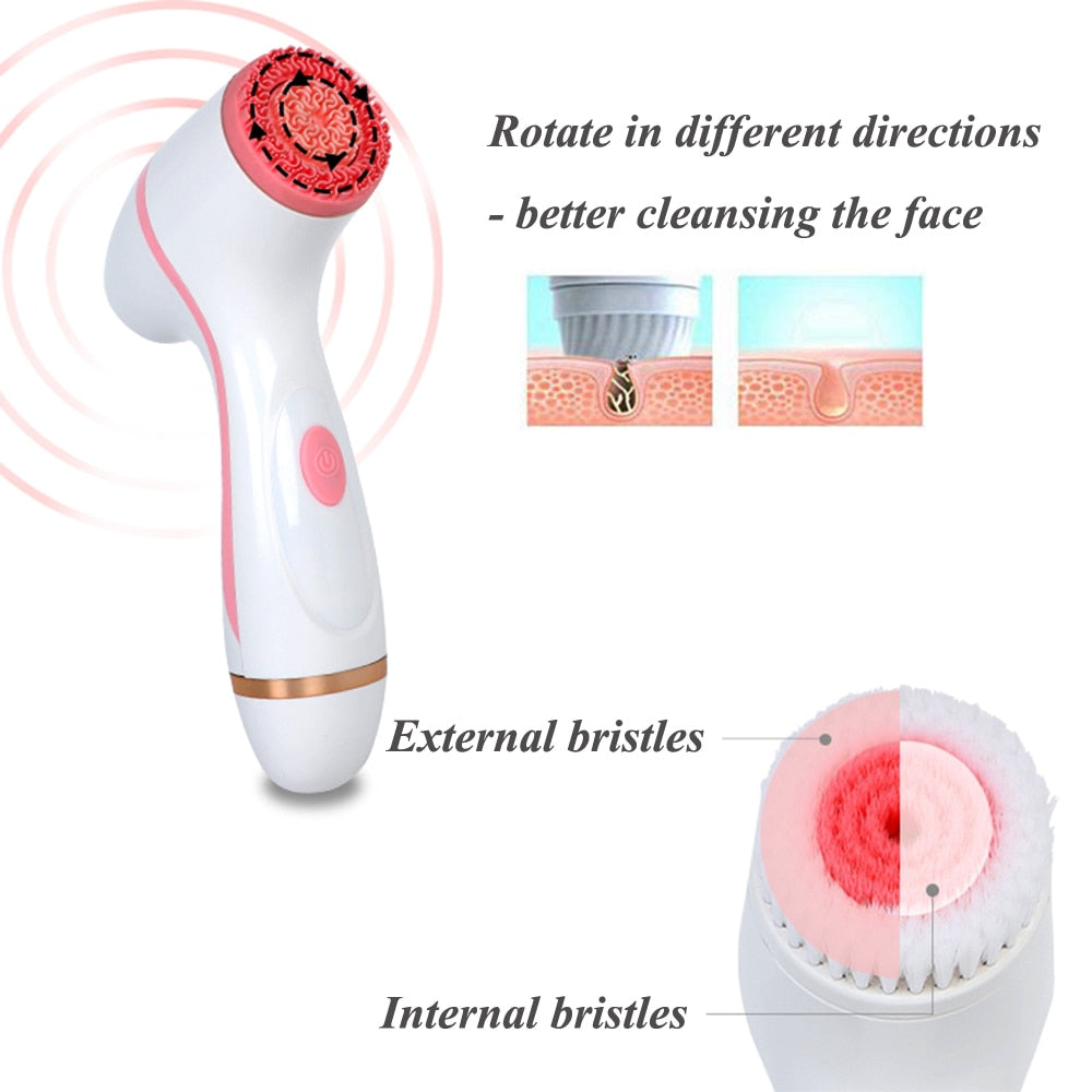 Facial Cleansing Brush Sonic Nu Face  Spin Brush Set