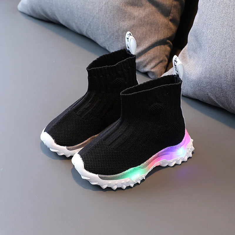 Children's Soft Bottom Lighted Sneakers Led Sock Boots