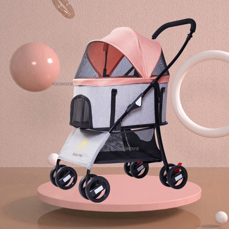 Four Wheels Stroller Separable Pet Bag Outdoor Walking Trolley