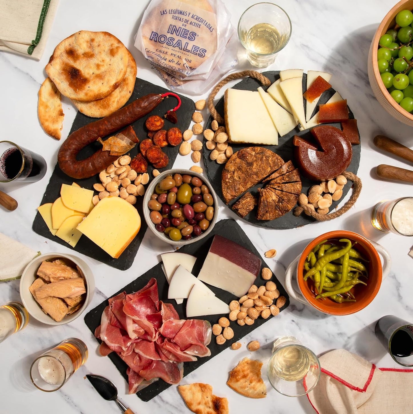 Gourmet Assortment of Cheese, Chorizo, Tuna and more