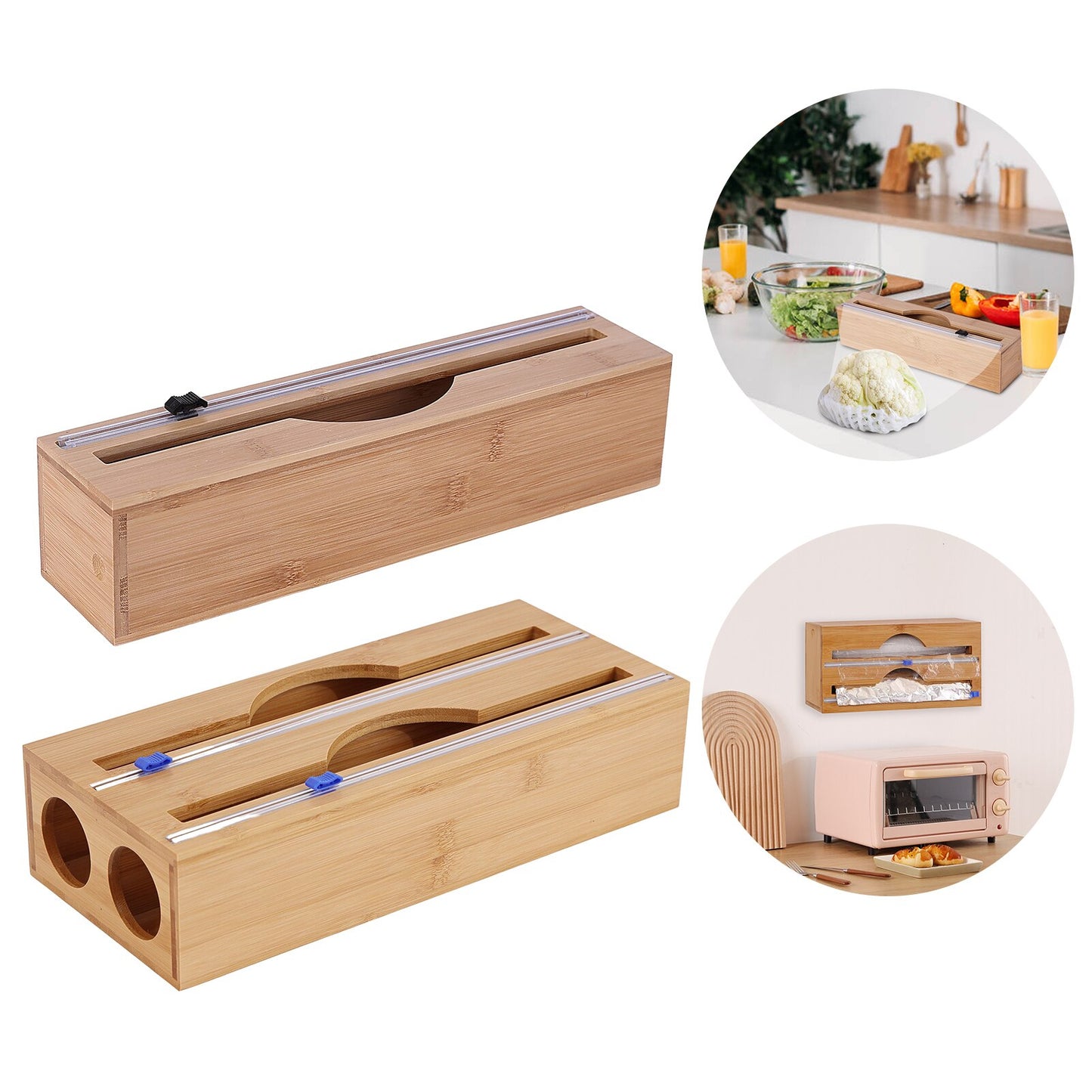 Wooden Cling Film Cutter Wrap Dispenser & Wrap Cutter Foil Film Cutting Paper