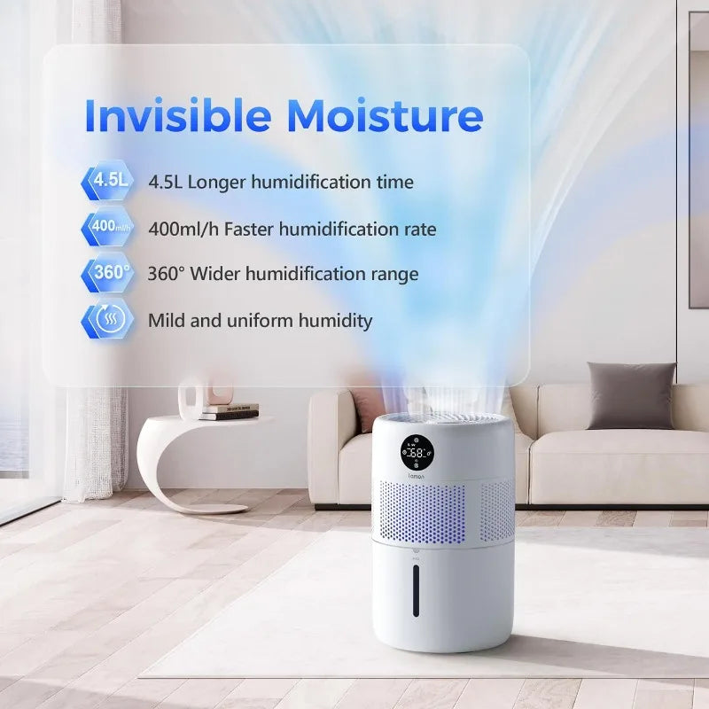 400ml/H Cool Evaporative Humidifier for Home with Anion & Filter