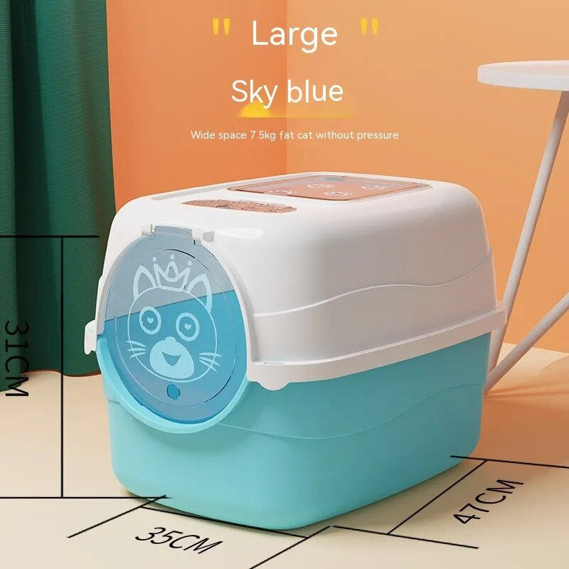 Fully Enclosed Litter Box Splash-Proof Pet Potty Toilet Tray