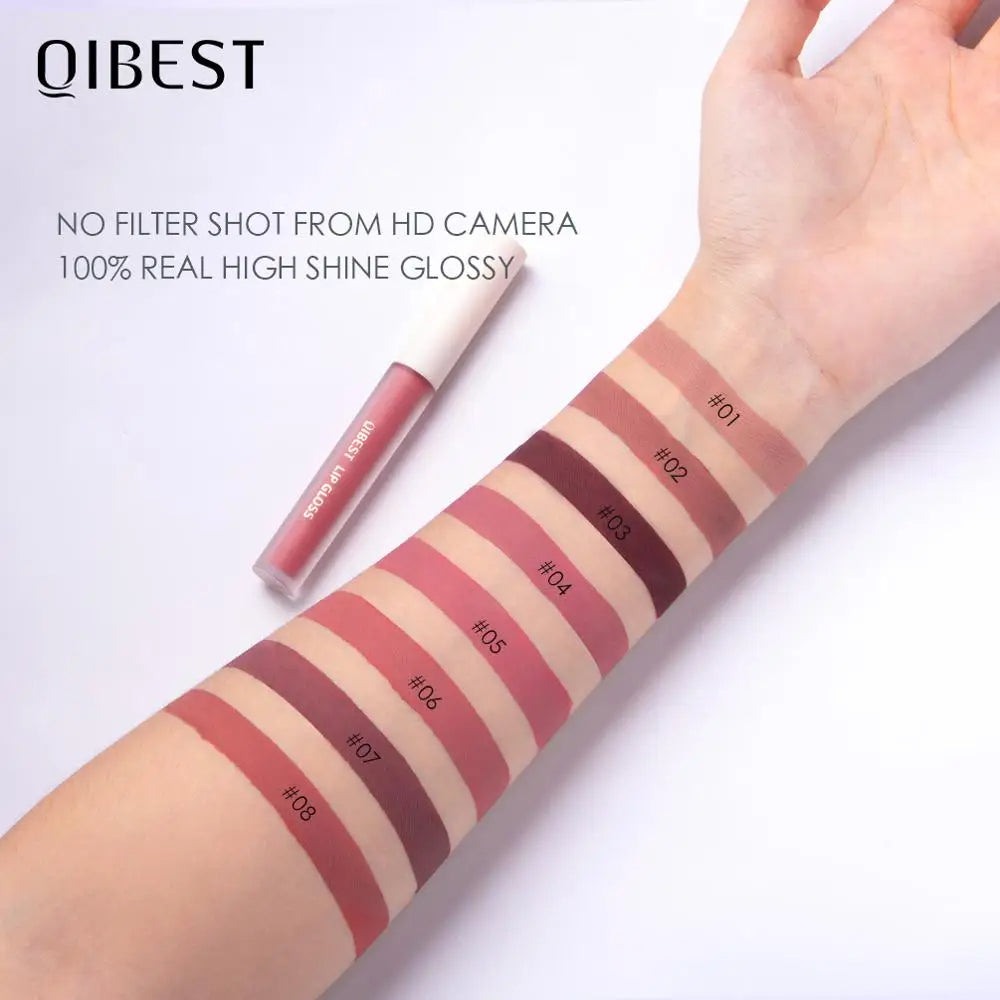 QIBEST Matte Waterproof Lip Gloss - Velvety Lip Perfection