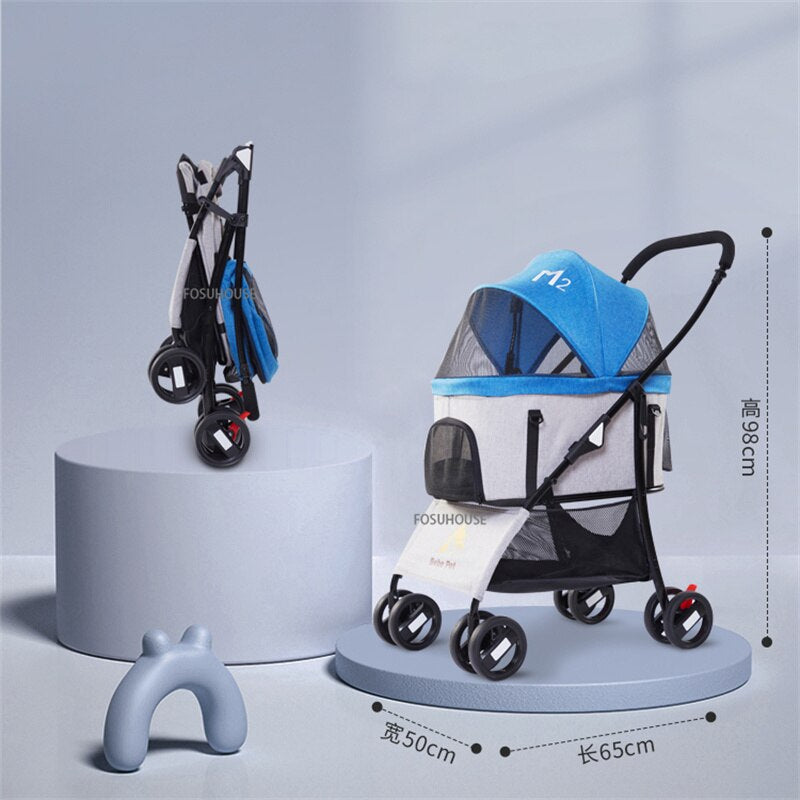 Four Wheels Stroller Separable Pet Bag Outdoor Walking Trolley