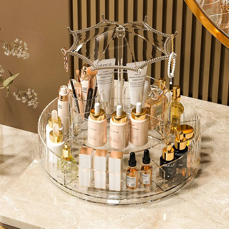 large capacity rotatable skincare product storage rack