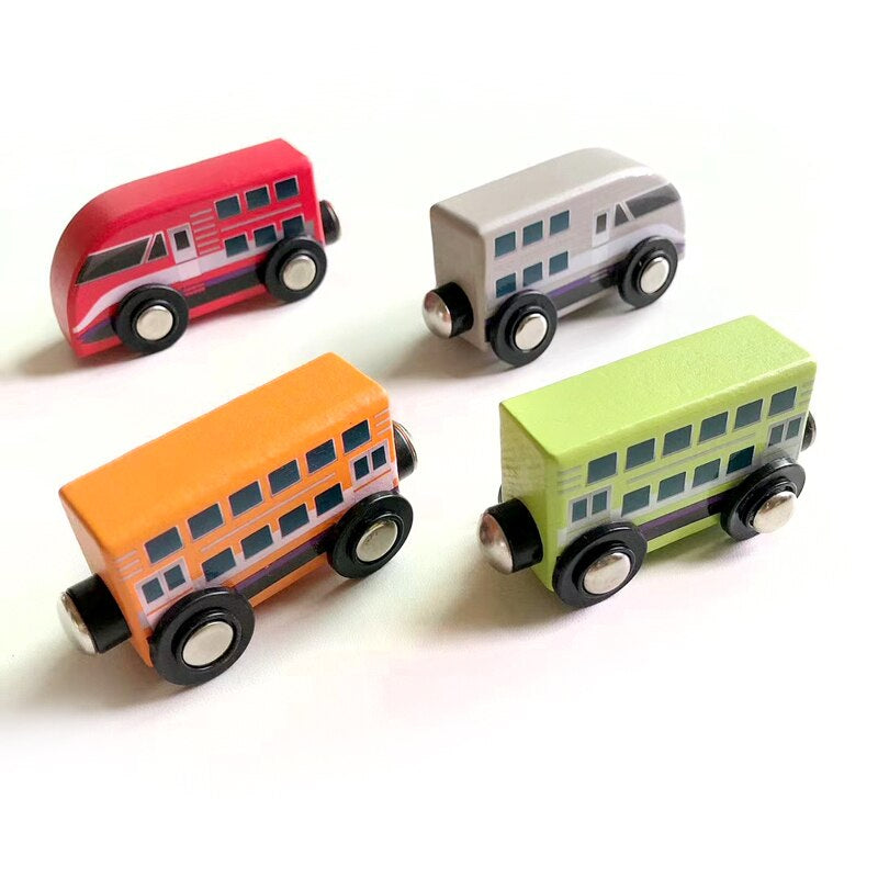 4pcs Wooden train magnetic link can be connected to wooden train set track toy