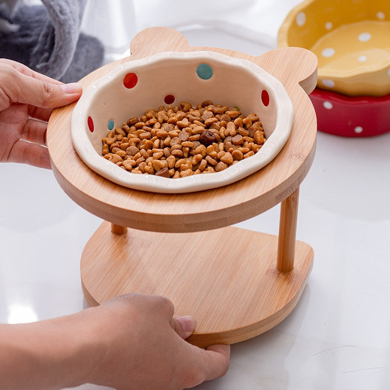 Cute Pets Double Bowl Dog Cat Food Water Feeder