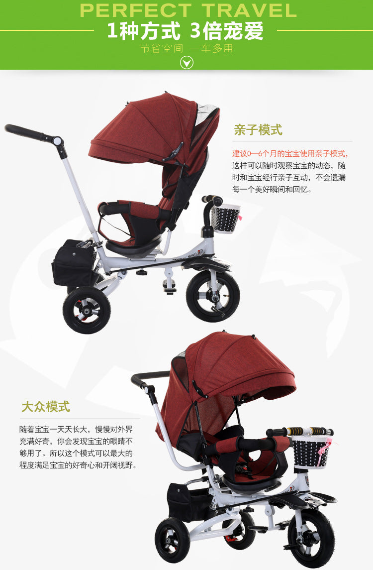 Rotatable Seat Baby Tricycle Stroller 3 In 1 Foldable Baby Wheelchair Tricycle Children Bicycle