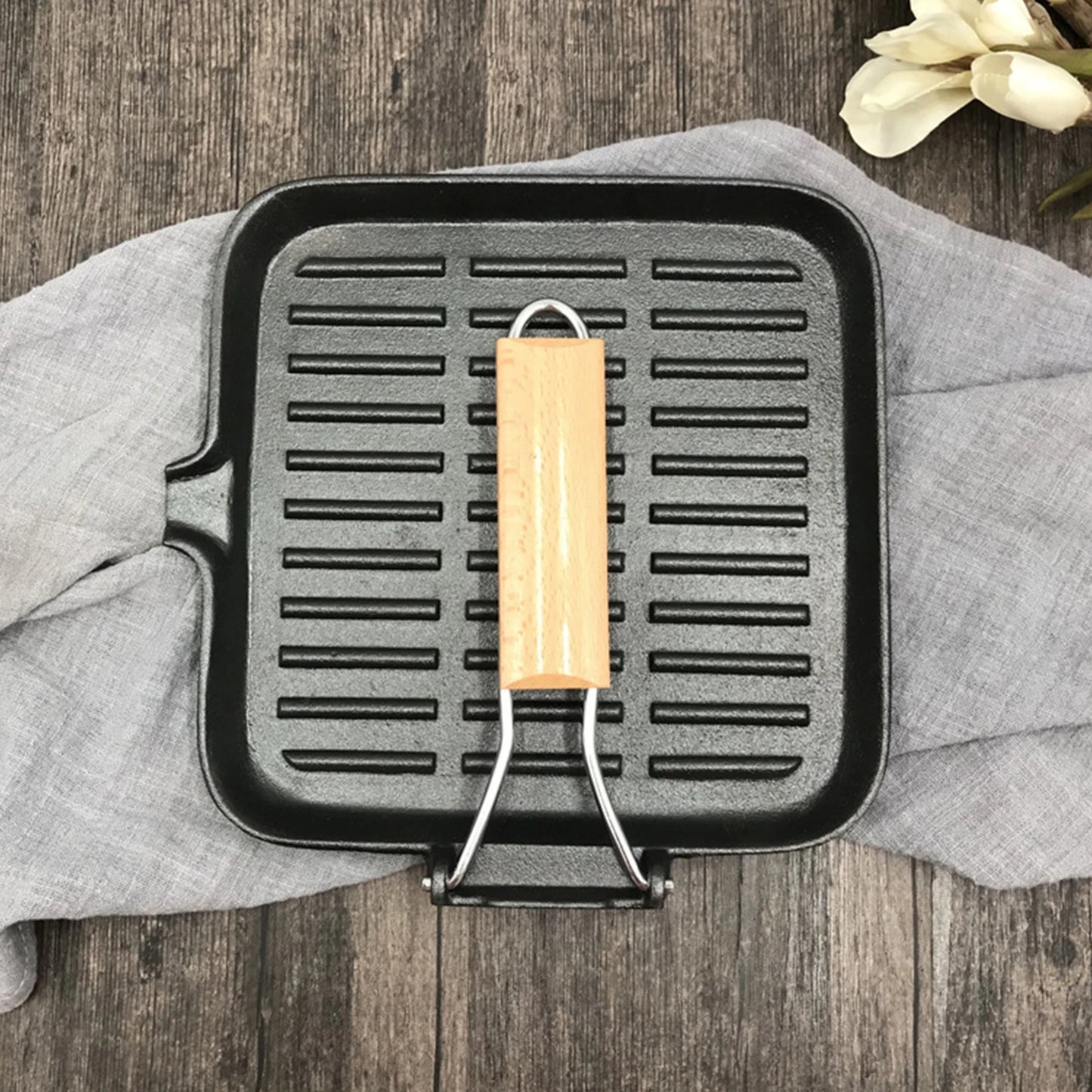 Cast Iron Steak Camping Griddle Frying Pan