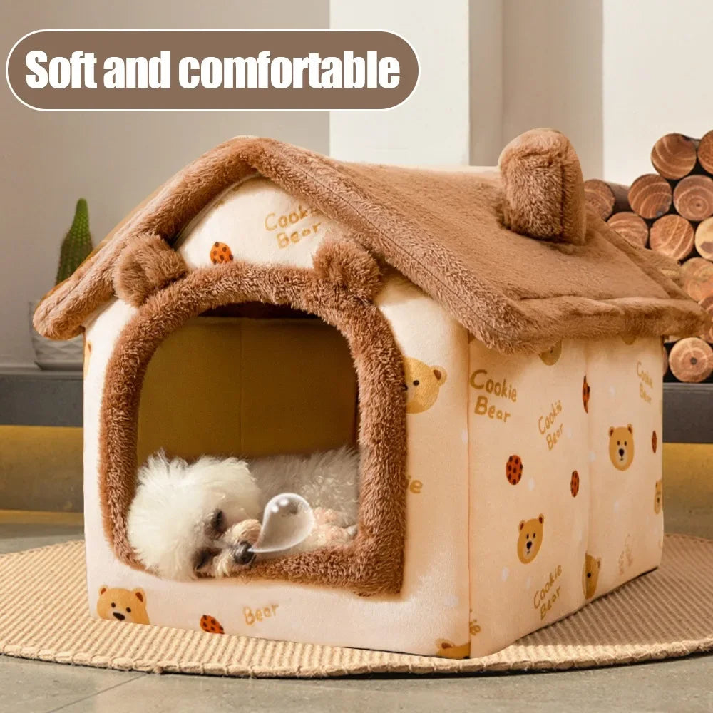 Fully Enclosed Warm Cat Sleeping Folding Dog House