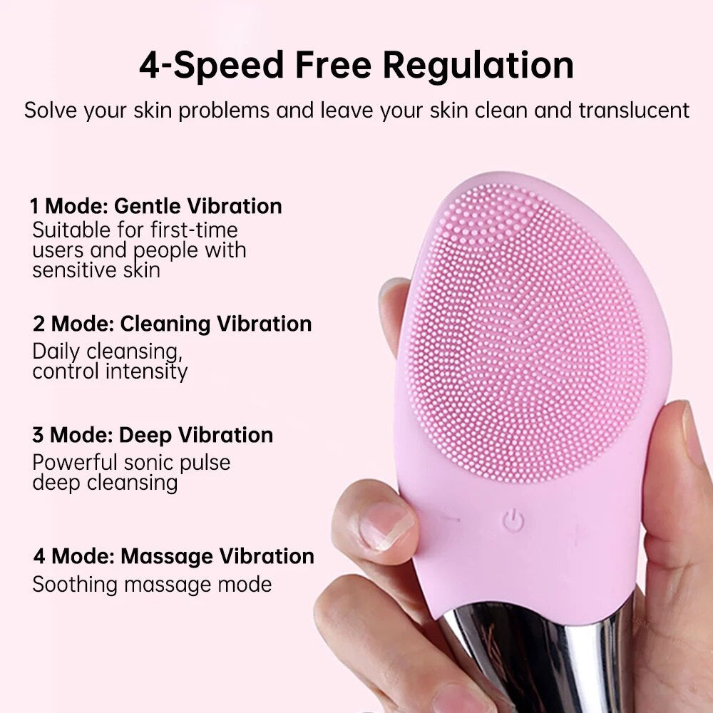 Mini Electric Facial  Silicone Sonic Face Cleansing  Brush