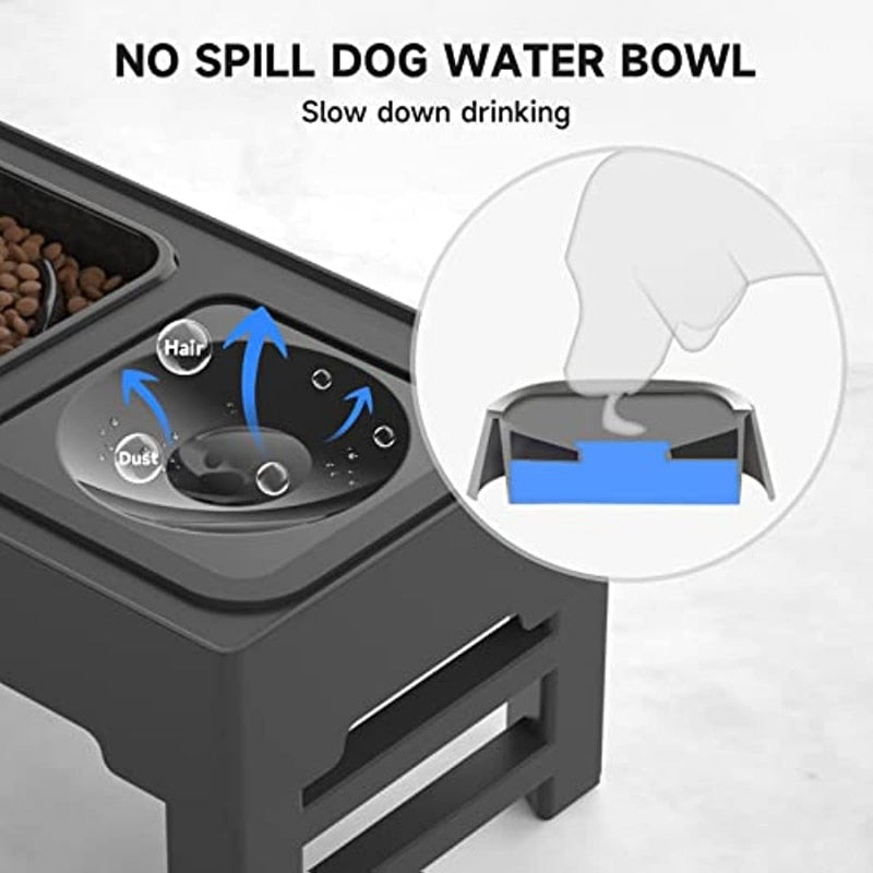 Adjustable Raised Dog Non-Spill  Bowl for Small Medium Large Dogs