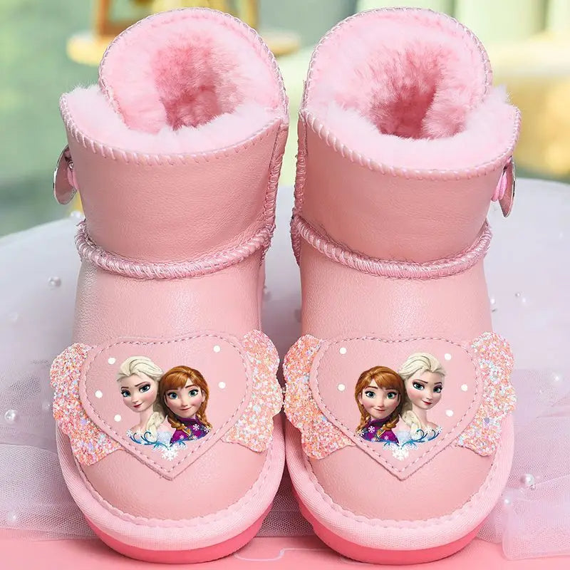 Genuine Leather Waterproof Disney Girls' Snow Boots