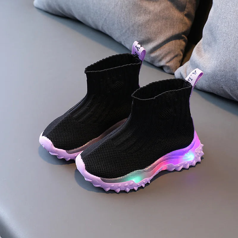 Children's Soft Bottom Lighted Sneakers Led Sock Boots