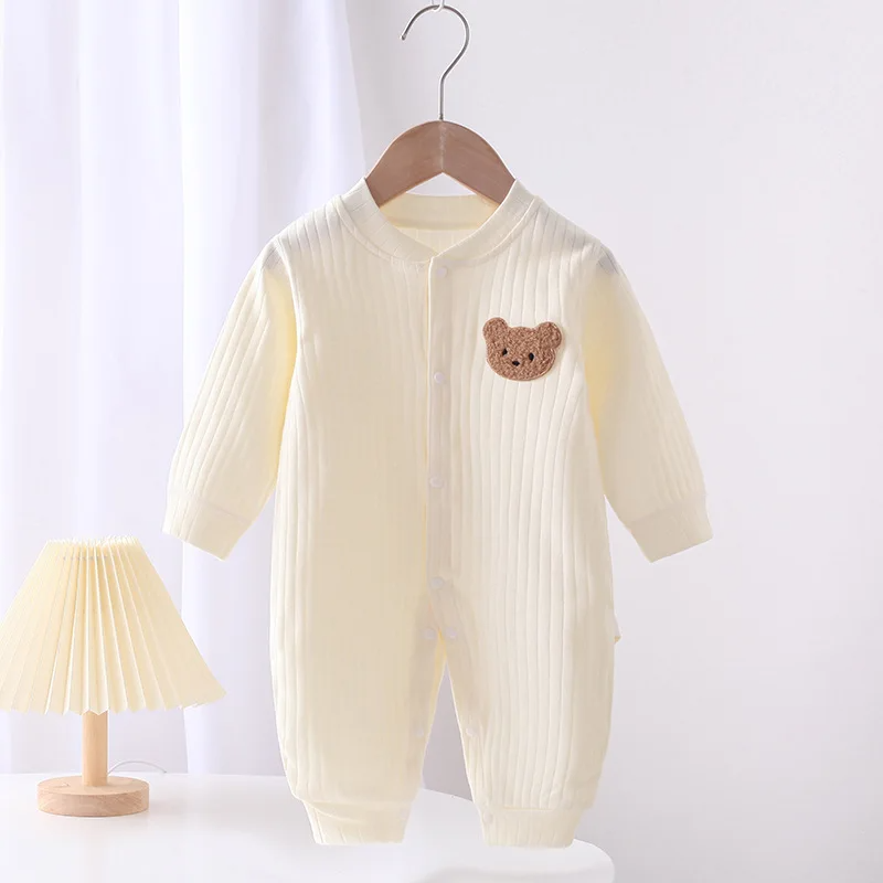 2024 Autumn Baby Romper Solid Color Bear Jumpsuit