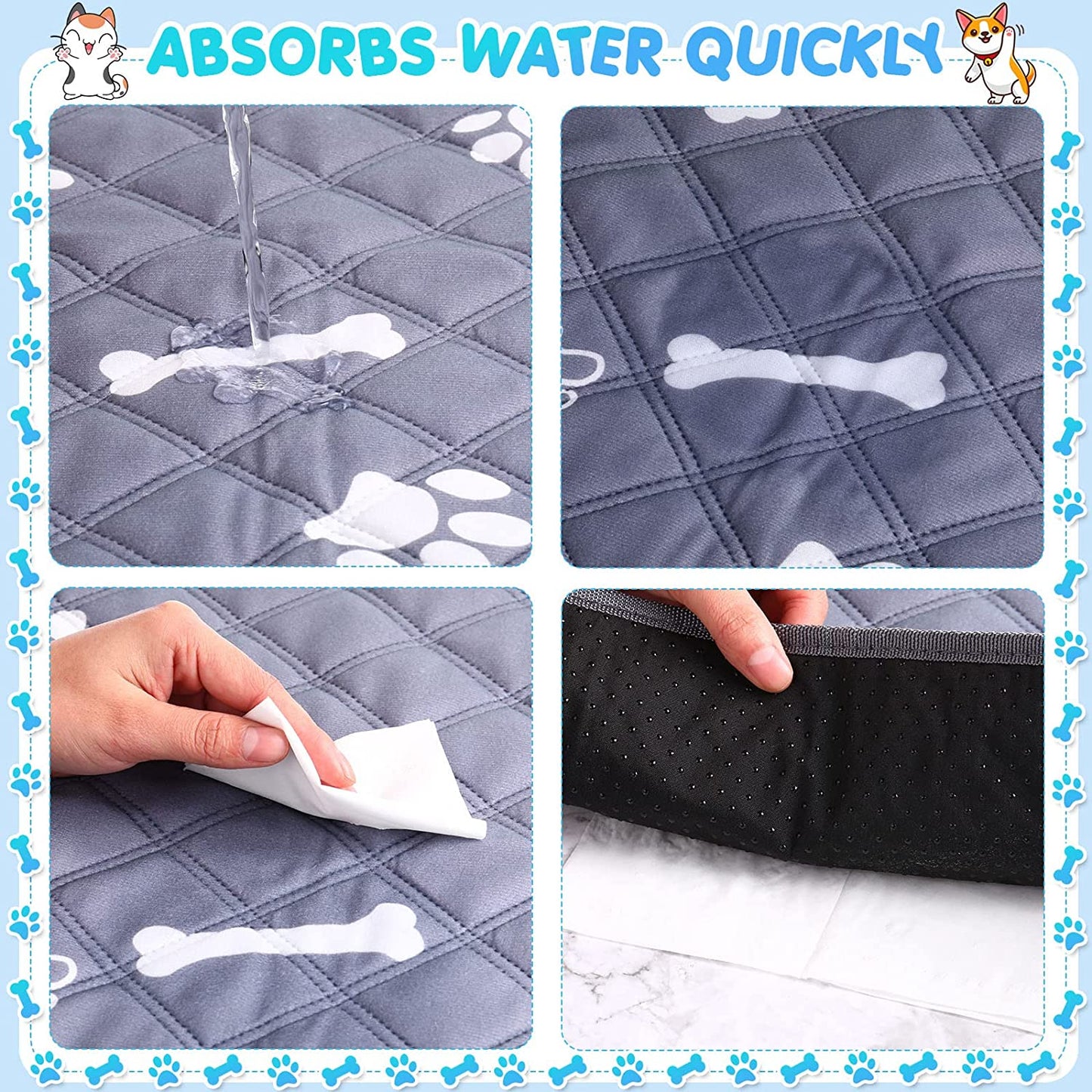 Reusable Dog Pee Pad 4 Layer Super Absorbent Pet Diaper Mat