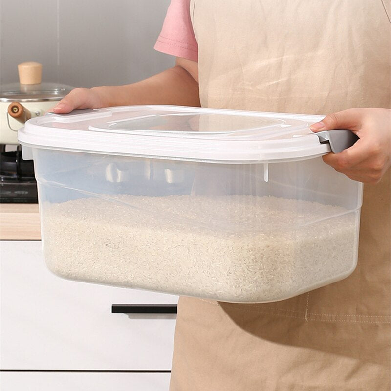 Plastic Rice Bucket Bulk Cereals Jars Grains Storage Box Case