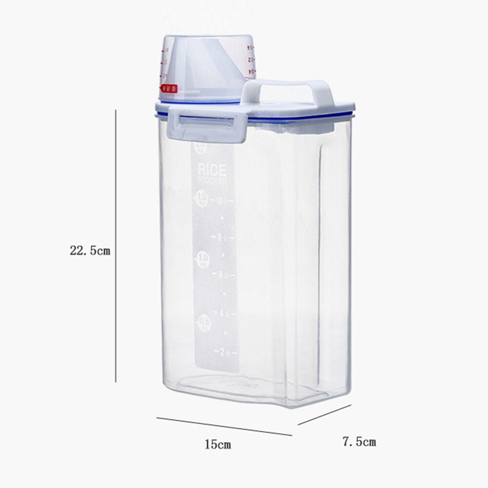 Portable Pet Food Container with Scale, Clear Plastic Storage Box