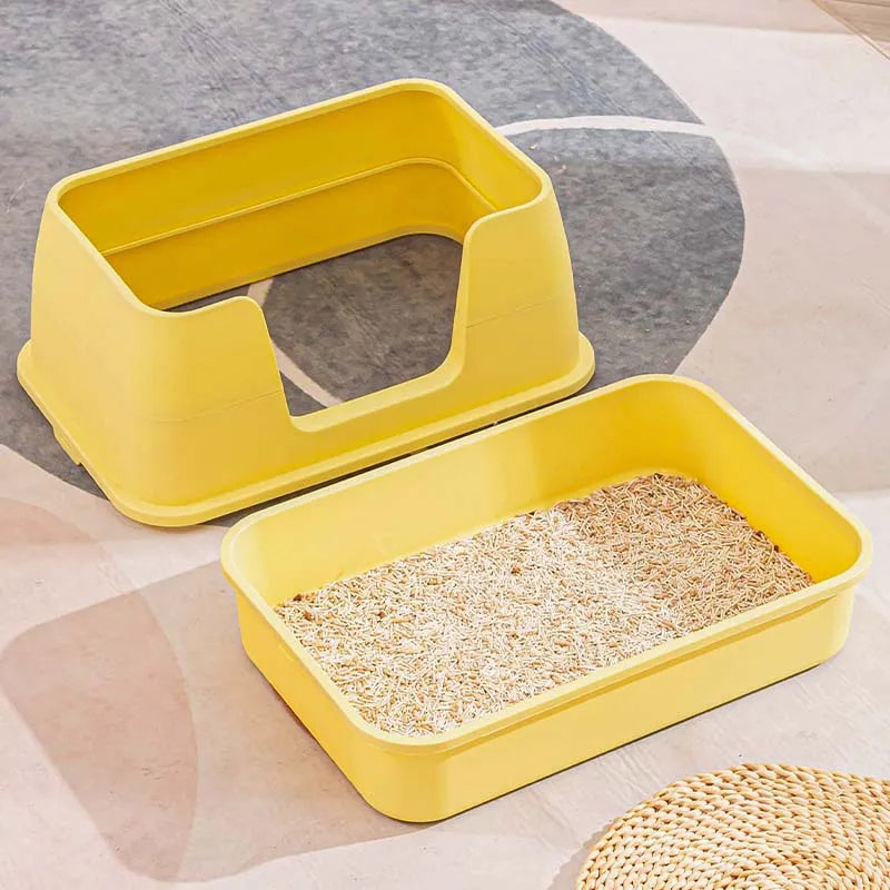 Anti-splash Open Cat Litter Box Tray With Large Space Pet Fold Bedpan Cat Toilet