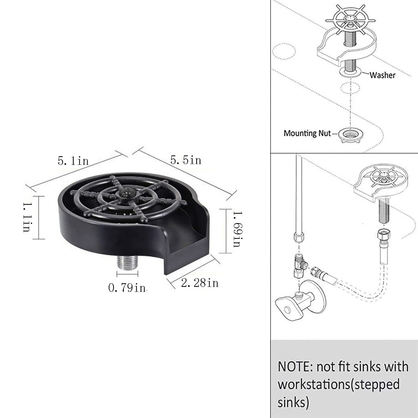 Cup Washer Kitchen Home Bar Sink Faucet Useful