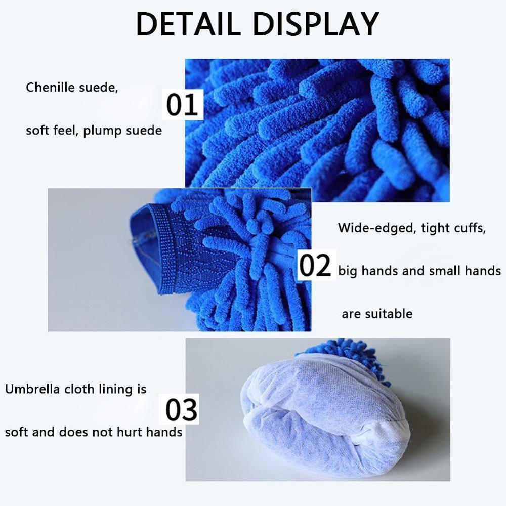 Car Cleaning Drying Gloves Ultrafine Fiber Chenille Microfiber Window Washing Tool