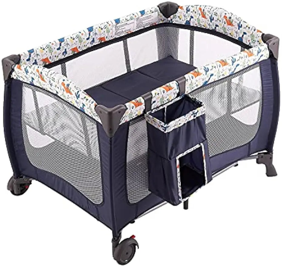 Portable Baby Nursery Center Play Yard with Wheels