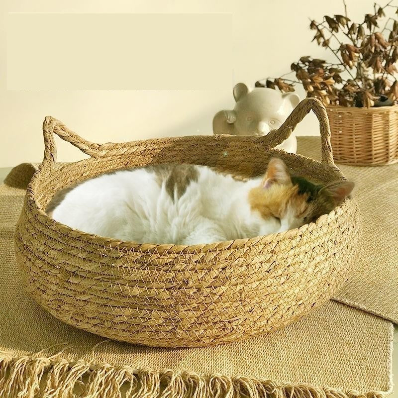 Four Seasons Cat Bed Woven Removable Upholstery Sleeping House